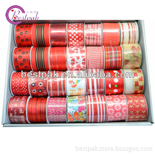 christmas printed beautiful red ribbon